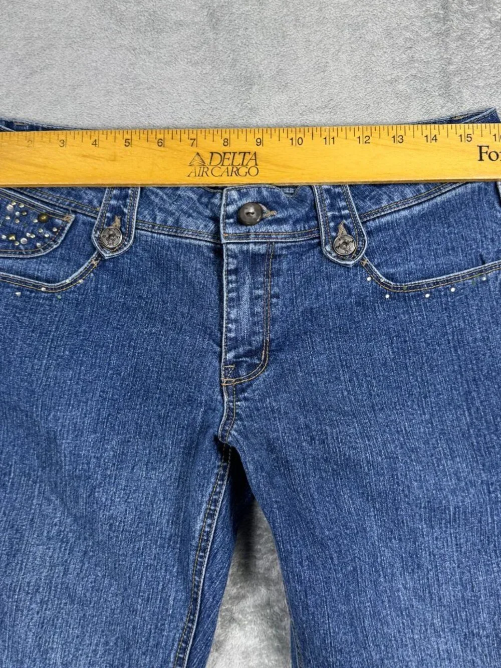 Vintage Y2K Jolt Low Rise Bootcut Jeans Womens 11 Embellished Rhinestones Grunge